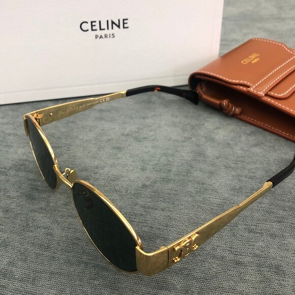 Celine Triomphe Gold Metal Oval Sunglasses - Picture 2 of 6